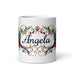 Ángela Exclusive Name Art Piece Home Office Work Coffee Mug Mexican Spanish Pride Gift Cup One-Of-A-Kind Calligraphy White Glossy Mug | Á6 Mexicada