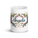 Ángela Exclusive Name Art Piece Home Office Work Coffee Mug Mexican Spanish Pride Gift Cup One-Of-A-Kind Calligraphy White Glossy Mug | Á6 Mexicada