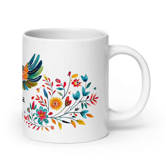 Ángela Exclusive Name Art Piece Home Office Work Coffee Mug Mexican Spanish Pride Gift Cup One - Of - A - Kind Calligraphy White Glossy Mug | Á7 - Mexicada