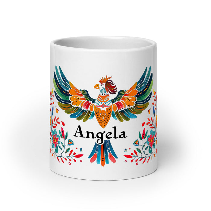 Ángela Exclusive Name Art Piece Home Office Work Coffee Mug Mexican Spanish Pride Gift Cup One - Of - A - Kind Calligraphy White Glossy Mug | Á7 - Mexicada