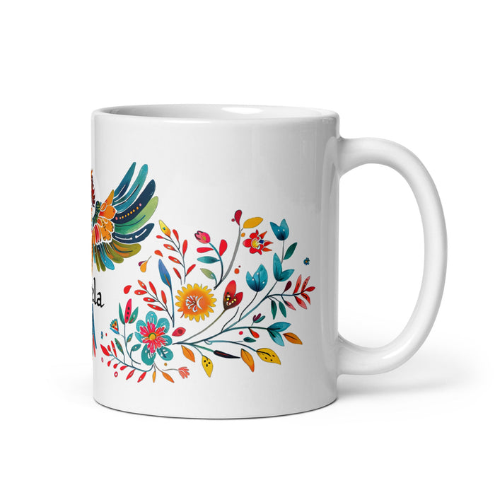 Ángela Exclusive Name Art Piece Home Office Work Coffee Mug Mexican Spanish Pride Gift Cup One - Of - A - Kind Calligraphy White Glossy Mug | Á7 - Mexicada