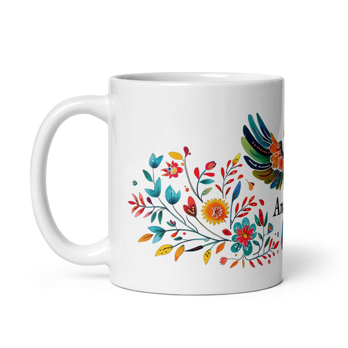 Ángela Exclusive Name Art Piece Home Office Work Coffee Mug Mexican Spanish Pride Gift Cup One-Of-A-Kind Calligraphy White Glossy Mug | Á7 Mexicada