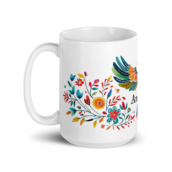 Ángela Exclusive Name Art Piece Home Office Work Coffee Mug Mexican Spanish Pride Gift Cup One-Of-A-Kind Calligraphy White Glossy Mug | Á7 Mexicada