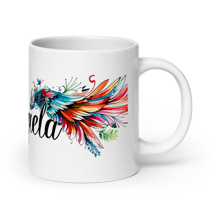 Ángela Exclusive Name Art Piece Home Office Work Coffee Mug Mexican Spanish Pride Gift Cup One - Of - A - Kind Calligraphy White Glossy Mug | Á8 - Mexicada