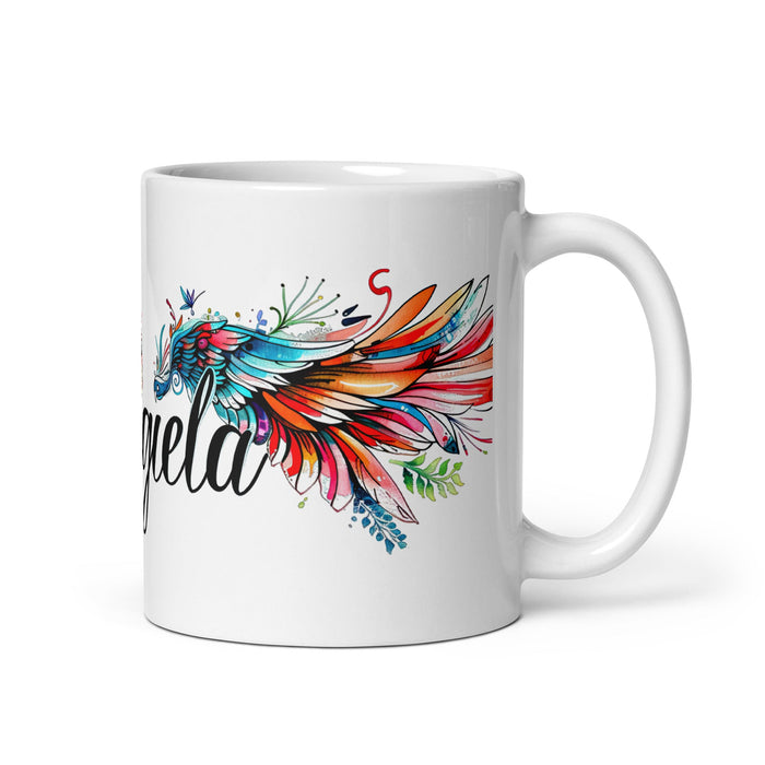 Ángela Exclusive Name Art Piece Home Office Work Coffee Mug Mexican Spanish Pride Gift Cup One - Of - A - Kind Calligraphy White Glossy Mug | Á8 - Mexicada