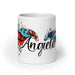 Ángela Exclusive Name Art Piece Home Office Work Coffee Mug Mexican Spanish Pride Gift Cup One-Of-A-Kind Calligraphy White Glossy Mug | Á8 Mexicada