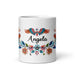 Ángela Exclusive Name Art Piece Home Office Work Coffee Mug Mexican Spanish Pride Gift Cup One-Of-A-Kind Calligraphy White Glossy Mug | Á9 Mexicada