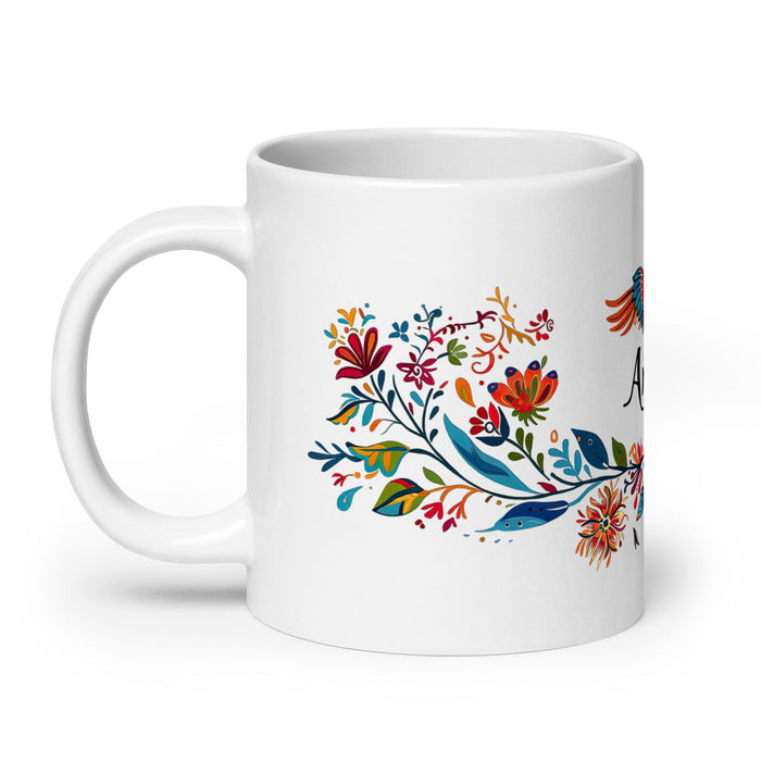 Ángela Exclusive Name Art Piece Home Office Work Coffee Mug Mexican Spanish Pride Gift Cup One-Of-A-Kind Calligraphy White Glossy Mug | Á9 Mexicada