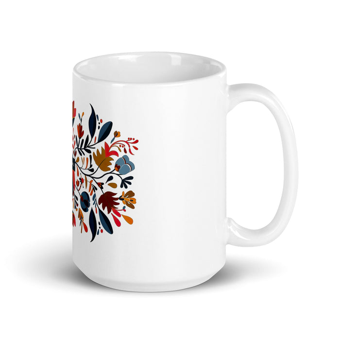 Angélica Exclusive Name Art Piece Home Office Work Coffee Mug Mexican Spanish Pride Gift Cup One - Of - A - Kind Calligraphy White Glossy Mug | A1 - Mexicada