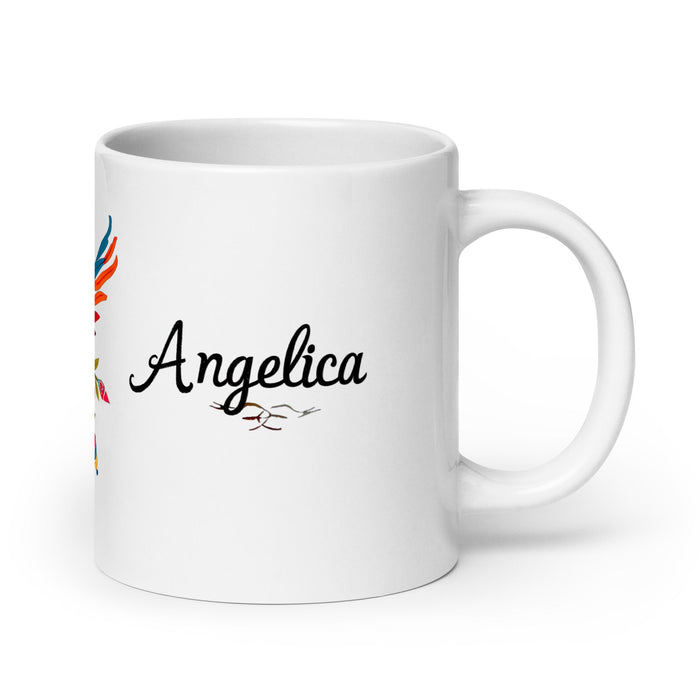 Angélica Exclusive Name Art Piece Home Office Work Coffee Mug Mexican Spanish Pride Gift Cup One - Of - A - Kind Calligraphy White Glossy Mug | A3 - Mexicada