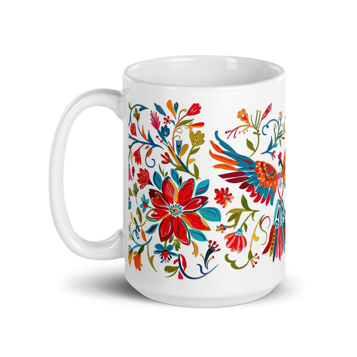 Angélica Exclusive Name Art Piece Home Office Work Coffee Mug Mexican Spanish Pride Gift Cup One - Of - A - Kind Calligraphy White Glossy Mug | A3 - Mexicada