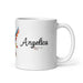 Angélica Exclusive Name Art Piece Home Office Work Coffee Mug Mexican Spanish Pride Gift Cup One-Of-A-Kind Calligraphy White Glossy Mug | A3 Mexicada 11 oz