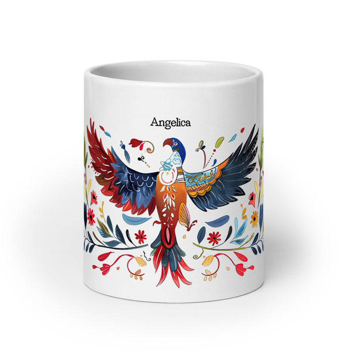 Angélica Exclusive Name Art Piece Home Office Work Coffee Mug Mexican Spanish Pride Gift Cup One-Of-A-Kind Calligraphy White Glossy Mug | A5 Mexicada