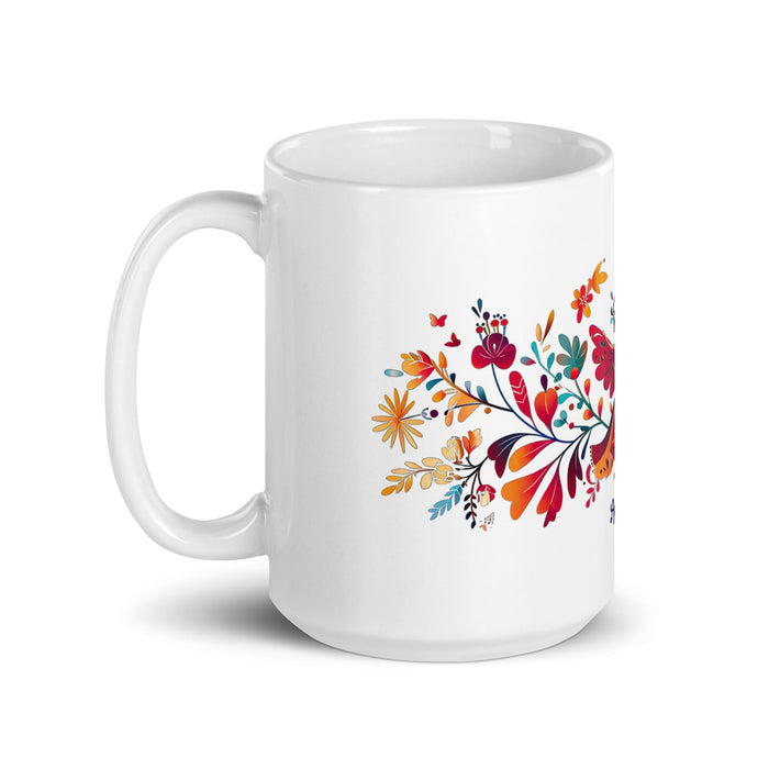 Angelina Exclusive Name Art Piece Home Office Work Coffee Mug Mexican Spanish Pride Gift Cup One - Of - A - Kind Calligraphy White Glossy Mug | A10 - Mexicada