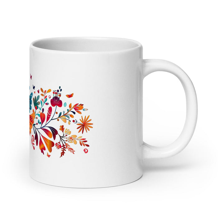 Angelina Exclusive Name Art Piece Home Office Work Coffee Mug Mexican Spanish Pride Gift Cup One-Of-A-Kind Calligraphy White Glossy Mug | A10 Mexicada 20 oz