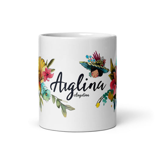 Angelina Exclusive Name Art Piece Home Office Work Coffee Mug Mexican Spanish Pride Gift Cup One-Of-A-Kind Calligraphy White Glossy Mug | A13 Mexicada