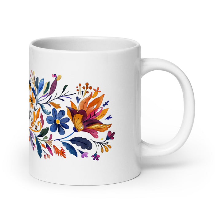 Angelina Exclusive Name Art Piece Home Office Work Coffee Mug Mexican Spanish Pride Gift Cup One - Of - A - Kind Calligraphy White Glossy Mug | A3 - Mexicada