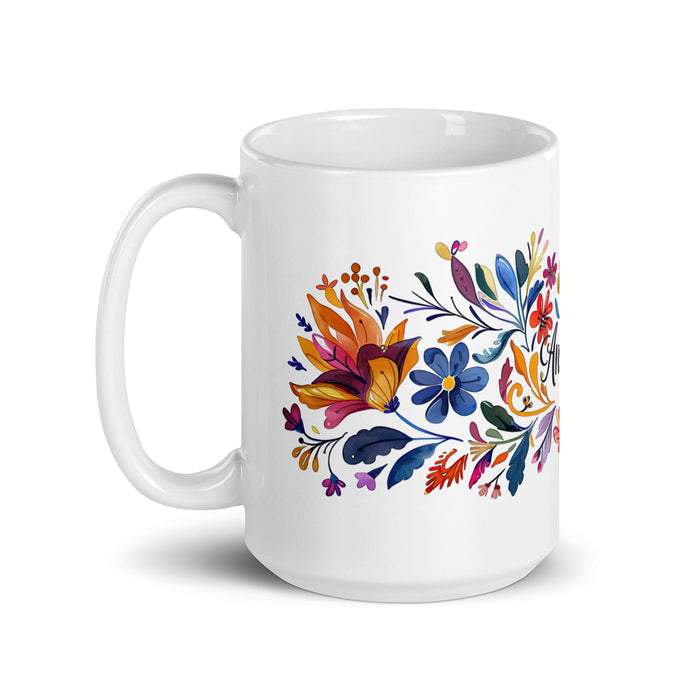 Angelina Exclusive Name Art Piece Home Office Work Coffee Mug Mexican Spanish Pride Gift Cup One - Of - A - Kind Calligraphy White Glossy Mug | A3 - Mexicada