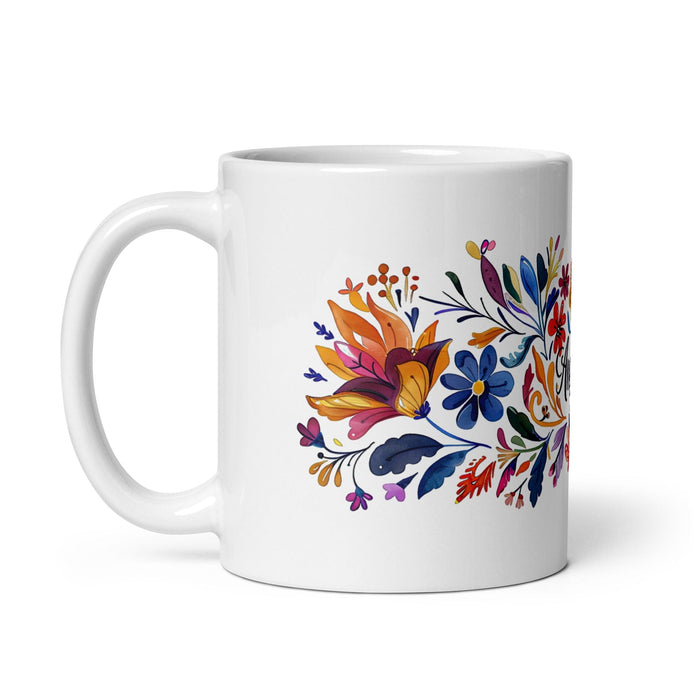 Angelina Exclusive Name Art Piece Home Office Work Coffee Mug Mexican Spanish Pride Gift Cup One-Of-A-Kind Calligraphy White Glossy Mug | A3 Mexicada