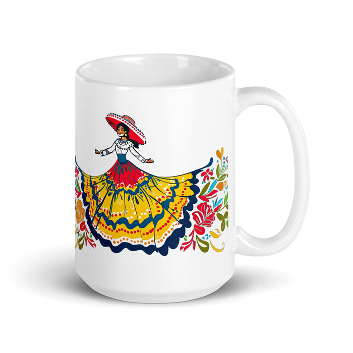 Angelina Exclusive Name Art Piece Home Office Work Coffee Mug Mexican Spanish Pride Gift Cup One-Of-A-Kind Calligraphy White Glossy Mug | A4 Mexicada 15 oz