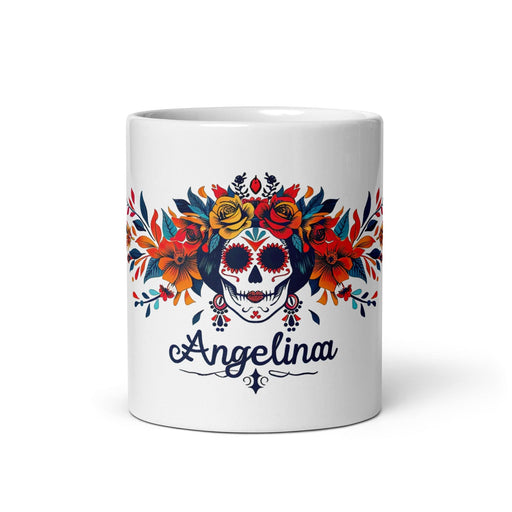 Angelina Exclusive Name Art Piece Home Office Work Coffee Mug Mexican Spanish Pride Gift Cup One-Of-A-Kind Calligraphy White Glossy Mug | A8 Mexicada