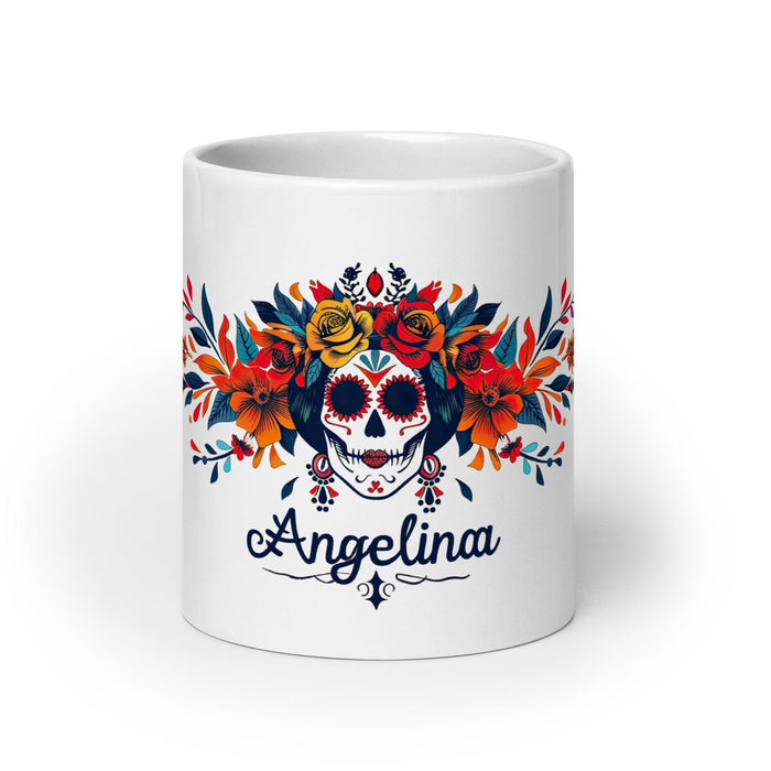 Angelina Exclusive Name Art Piece Home Office Work Coffee Mug Mexican Spanish Pride Gift Cup One-Of-A-Kind Calligraphy White Glossy Mug | A8 Mexicada