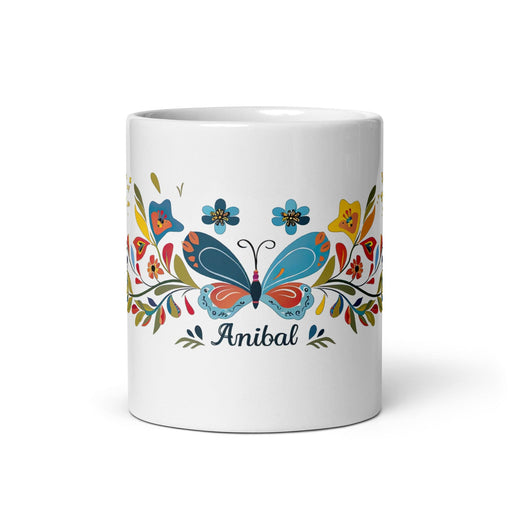 Aníbal Exclusive Name Art Piece Home Office Work Coffee Mug Mexican Spanish Pride Gift Cup One-Of-A-Kind Calligraphy White Glossy Mug | A10 Mexicada