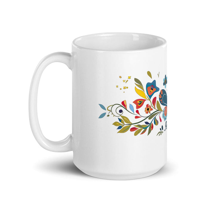 Aníbal Exclusive Name Art Piece Home Office Work Coffee Mug Mexican Spanish Pride Gift Cup One-Of-A-Kind Calligraphy White Glossy Mug | A10 Mexicada