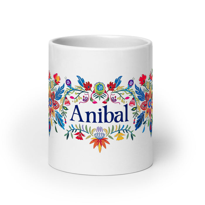 Aníbal Exclusive Name Art Piece Home Office Work Coffee Mug Mexican Spanish Pride Gift Cup One - Of - A - Kind Calligraphy White Glossy Mug | A12 - Mexicada