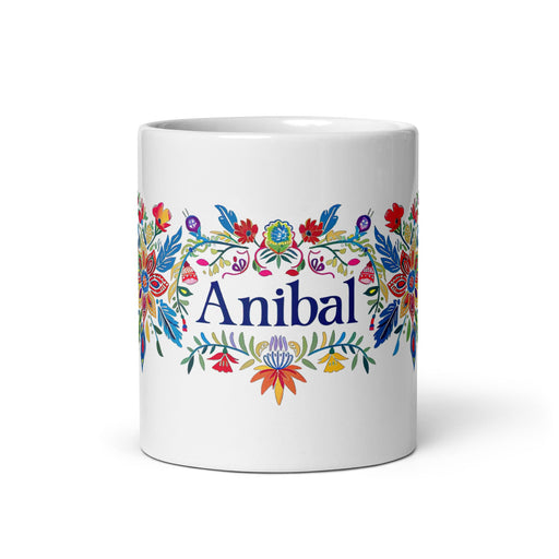 Aníbal Exclusive Name Art Piece Home Office Work Coffee Mug Mexican Spanish Pride Gift Cup One - Of - A - Kind Calligraphy White Glossy Mug | A12 - Mexicada