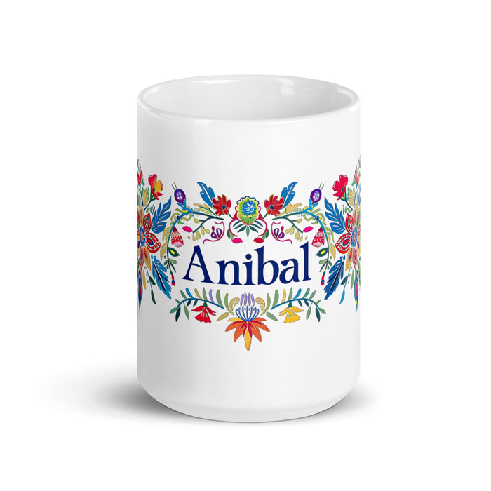 Aníbal Exclusive Name Art Piece Home Office Work Coffee Mug Mexican Spanish Pride Gift Cup One - Of - A - Kind Calligraphy White Glossy Mug | A12 - Mexicada