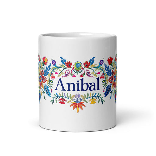 Aníbal Exclusive Name Art Piece Home Office Work Coffee Mug Mexican Spanish Pride Gift Cup One-Of-A-Kind Calligraphy White Glossy Mug | A12 Mexicada