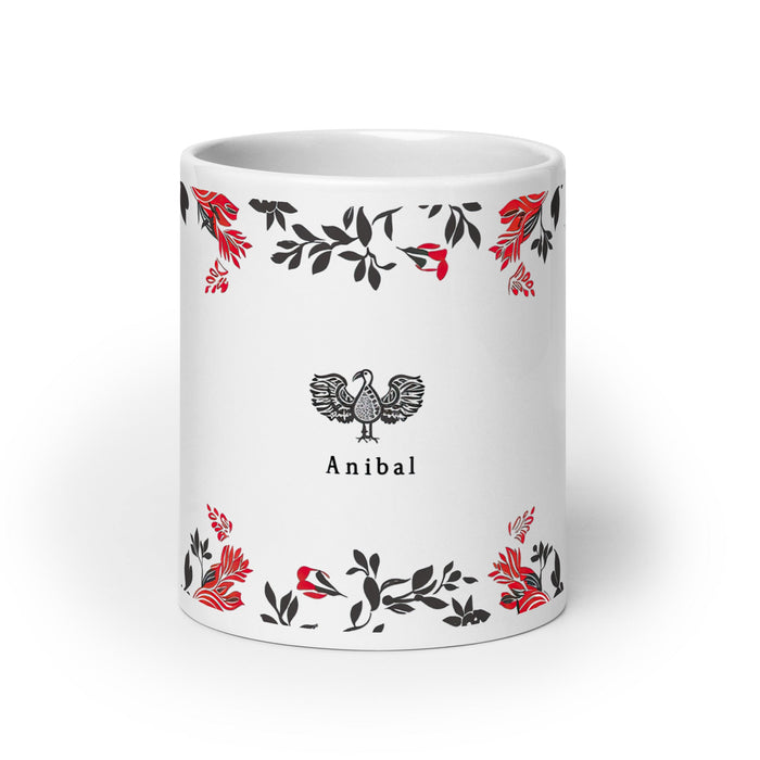 Aníbal Exclusive Name Art Piece Home Office Work Coffee Mug Mexican Spanish Pride Gift Cup One - Of - A - Kind Calligraphy White Glossy Mug | A13 - Mexicada