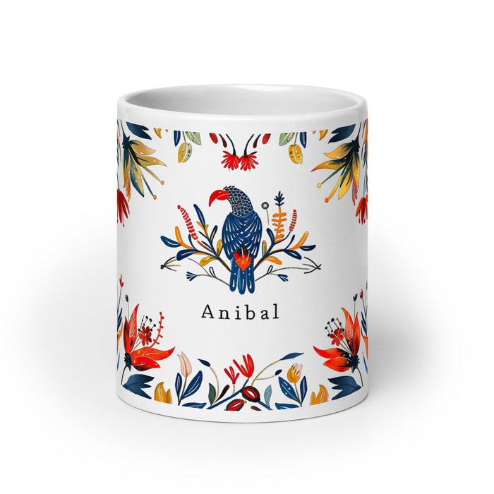 Aníbal Exclusive Name Art Piece Home Office Work Coffee Mug Mexican Spanish Pride Gift Cup One - Of - A - Kind Calligraphy White Glossy Mug | A2 - Mexicada