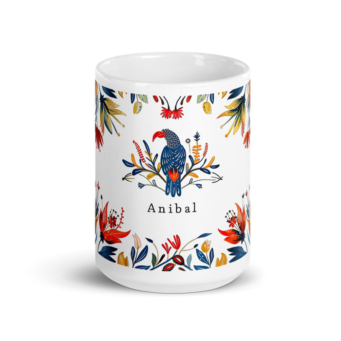 Aníbal Exclusive Name Art Piece Home Office Work Coffee Mug Mexican Spanish Pride Gift Cup One-Of-A-Kind Calligraphy White Glossy Mug | A2 Mexicada