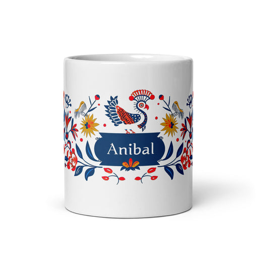 Aníbal Exclusive Name Art Piece Home Office Work Coffee Mug Mexican Spanish Pride Gift Cup One - Of - A - Kind Calligraphy White Glossy Mug | A5 - Mexicada