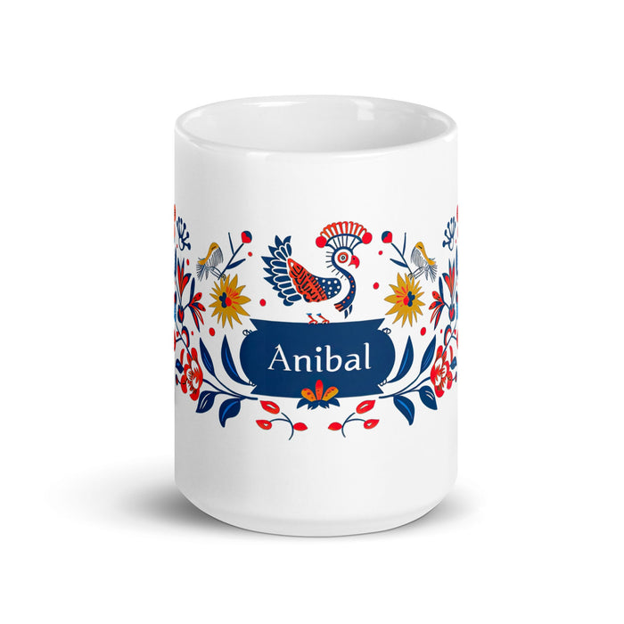 Aníbal Exclusive Name Art Piece Home Office Work Coffee Mug Mexican Spanish Pride Gift Cup One - Of - A - Kind Calligraphy White Glossy Mug | A5 - Mexicada