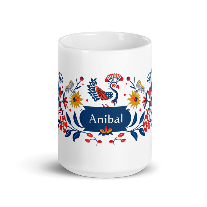 Aníbal Exclusive Name Art Piece Home Office Work Coffee Mug Mexican Spanish Pride Gift Cup One-Of-A-Kind Calligraphy White Glossy Mug | A5 Mexicada