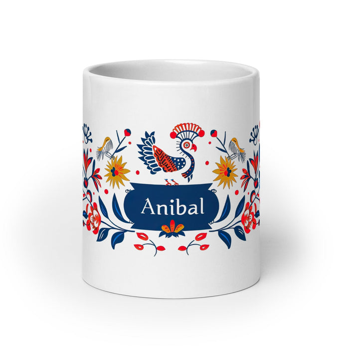 Aníbal Exclusive Name Art Piece Home Office Work Coffee Mug Mexican Spanish Pride Gift Cup One-Of-A-Kind Calligraphy White Glossy Mug | A5 Mexicada