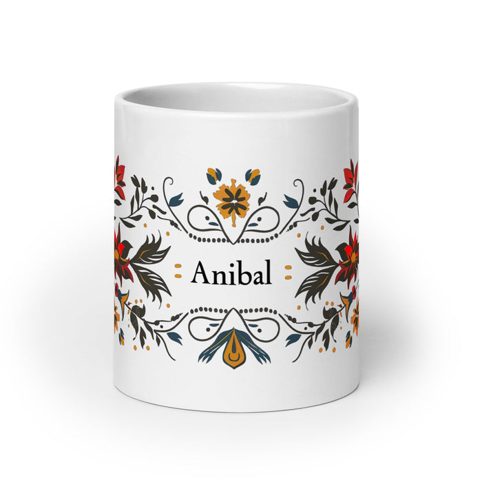 Aníbal Exclusive Name Art Piece Home Office Work Coffee Mug Mexican Spanish Pride Gift Cup One - Of - A - Kind Calligraphy White Glossy Mug | A6 - Mexicada