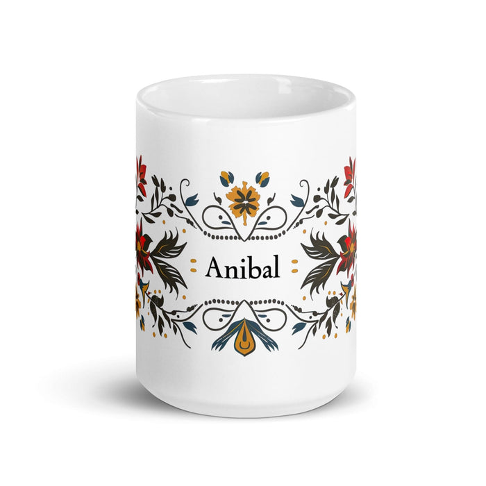 Aníbal Exclusive Name Art Piece Home Office Work Coffee Mug Mexican Spanish Pride Gift Cup One-Of-A-Kind Calligraphy White Glossy Mug | A6 Mexicada