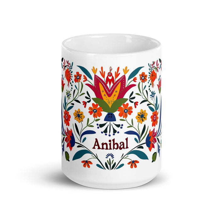 Aníbal Exclusive Name Art Piece Home Office Work Coffee Mug Mexican Spanish Pride Gift Cup One-Of-A-Kind Calligraphy White Glossy Mug | A9 Mexicada