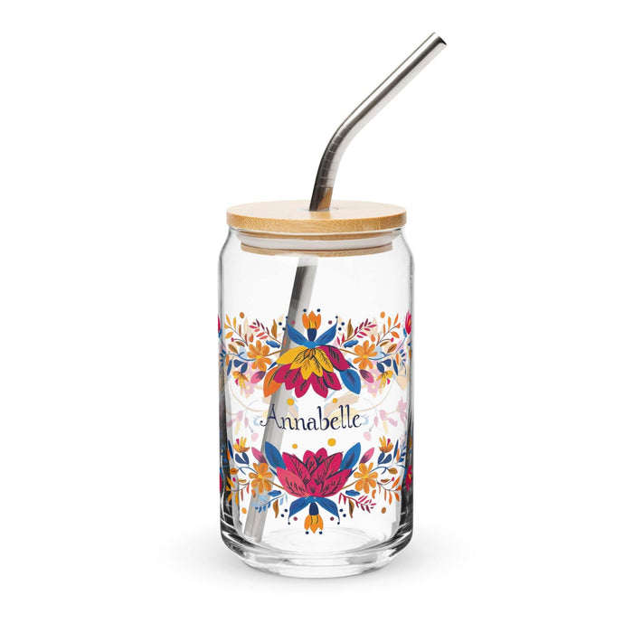 Annabelle Exclusive Name Art Piece Can-Shaped Glass Home Office Work Mexican Spanish Pride Gift Cup One-Of-A-Kind Calligraphy Glass | A3 Mexicada 16 oz With Lid & Straw