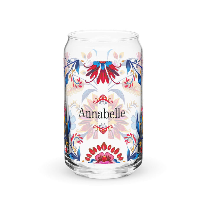 Annabelle Exclusive Name Art Piece Can-Shaped Glass Home Office Work Mexican Spanish Pride Gift Cup One-Of-A-Kind Calligraphy Glass | A5 Mexicada 16 oz