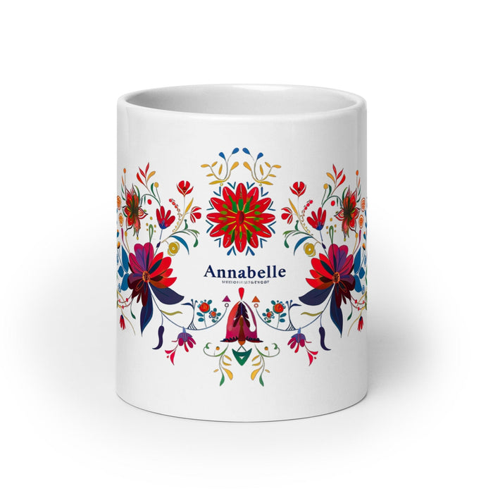 Annabelle Exclusive Name Art Piece Home Office Work Coffee Mug Mexican Spanish Pride Gift Cup One-Of-A-Kind Calligraphy White Glossy Mug | A1 Mexicada