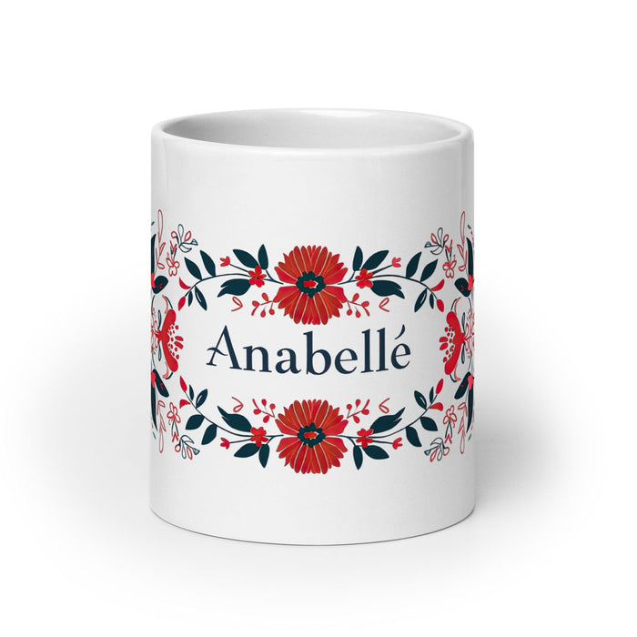 Annabelle Exclusive Name Art Piece Home Office Work Coffee Mug Mexican Spanish Pride Gift Cup One-Of-A-Kind Calligraphy White Glossy Mug | A2 Mexicada