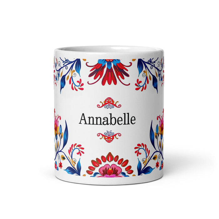 Annabelle Exclusive Name Art Piece Home Office Work Coffee Mug Mexican Spanish Pride Gift Cup One-Of-A-Kind Calligraphy White Glossy Mug | A5 Mexicada