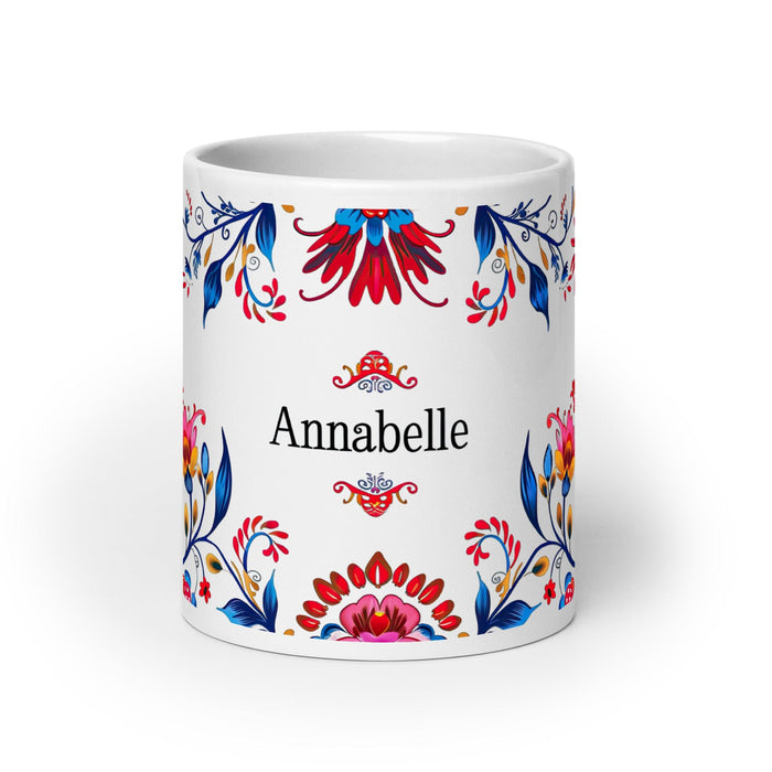 Annabelle Exclusive Name Art Piece Home Office Work Coffee Mug Mexican Spanish Pride Gift Cup One-Of-A-Kind Calligraphy White Glossy Mug | A5 Mexicada