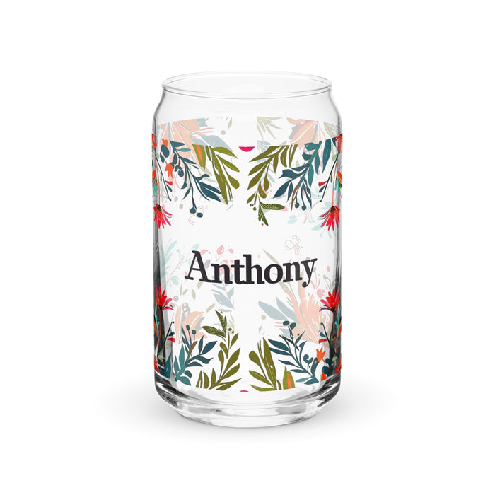 Anthony Exclusive Name Art Piece Can - Shaped Glass Home Office Work Mexican Spanish Pride Gift Cup One - Of - A - Kind Calligraphy Glass | A1 - Mexicada