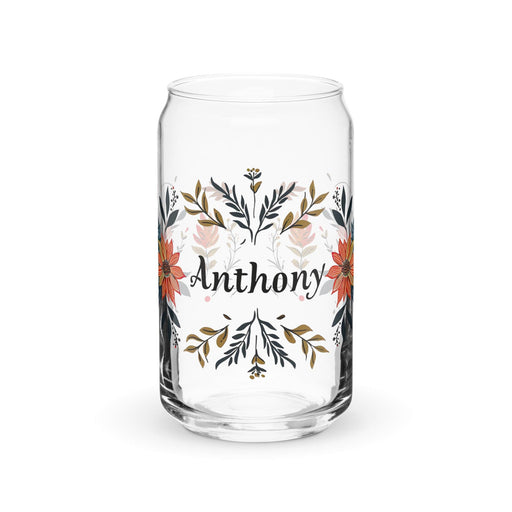 Anthony Exclusive Name Art Piece Can-Shaped Glass Home Office Work Mexican Spanish Pride Gift Cup One-Of-A-Kind Calligraphy Glass | A2 Mexicada 16 oz